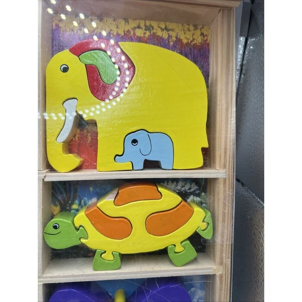 Vintage Melissa & Doug Puzzle Box Animal Shapes Puzzles Complete!